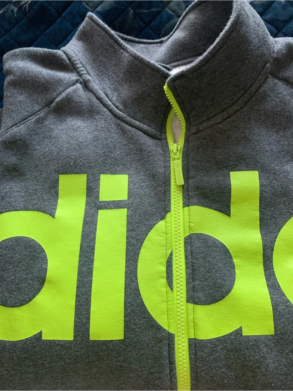 Y2K adidas Gray Jacket with Neon Green Logo & Trim